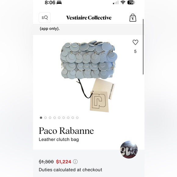 Paco Rabanne Iconic Disc Belt Bag – Powder Blue Leather - Picture 10 of 10